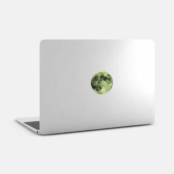 Luminescent Day Full Moon Reusable MacBook Sticker applied to a MacBook | TabTag