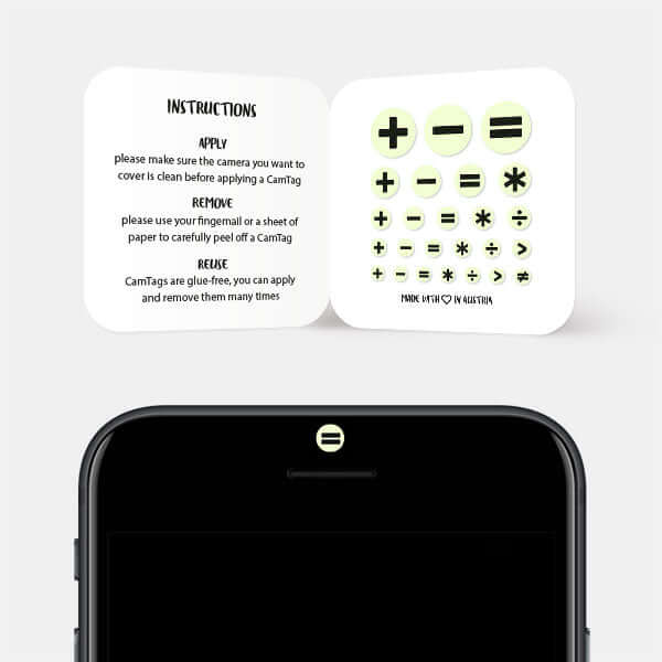 Luminescent Day Math Set Reusable Webcam Cover blocking smartphone front camera privacy | CamTag