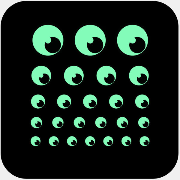 Luminescent Night Black/White Eye Reusable Webcam Cover set with multiple sizes for phones laptops tablets and desktops | CamTag