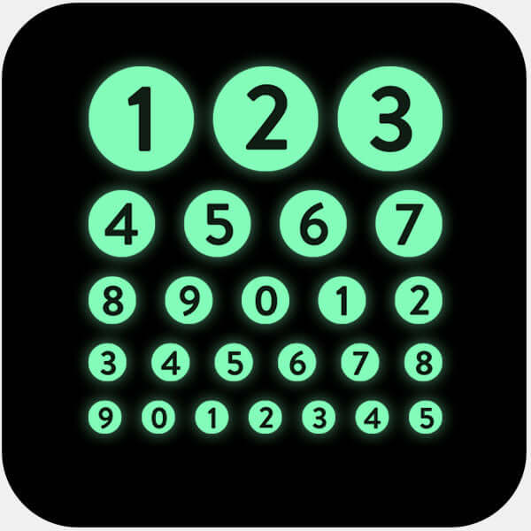 Luminescent Night Numbers Set Reusable Webcam Cover set with multiple sizes for phones laptops tablets and desktops | CamTag