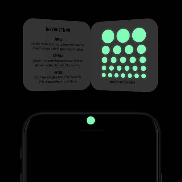 Reusable Webcam Cover blocking smartphone front camera privacy — luminescent night Solid Color CamTag 