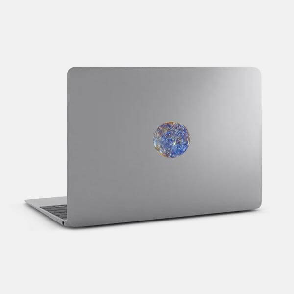mercury reusable macbook sticker tabtag on a mac
