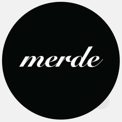 typographic "merde" reusable macbook sticker tabtag