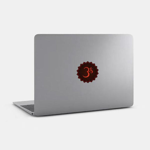 dark "om" tabtag reusable macbook sticker tabtag on a macbook