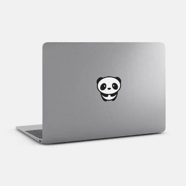 panda reusable macbook sticker tabtag on a laptop