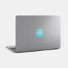 blue colorful "pinion a1 31" reusable macbook sticker tabtag on a mac