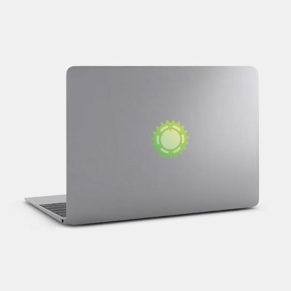 green multicolor pinion a2 19 reusable macbook sticker tabtag on a laptop
