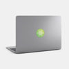 green colorful "pinion a2 19" reusable macbook sticker tabtag on a mac