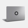 spacegray "pinion-a219" reusable macbook sticker tabtag on a laptop