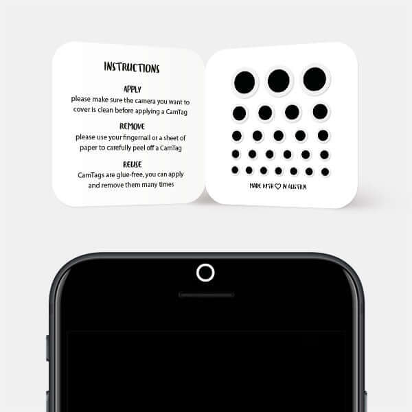 camera cover for smartphone selfie lens — Black Ring CamTag