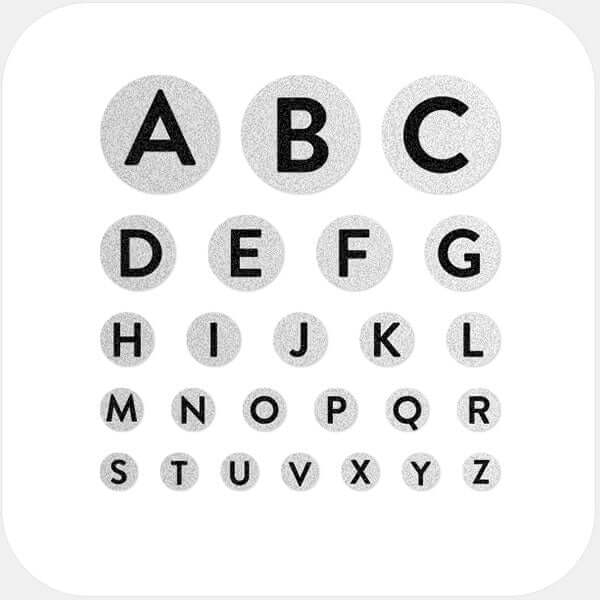 Silver Alphabet Set Reusable Webcam Cover set with multiple sizes for phones laptops tablets and desktops | CamTag