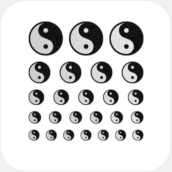 Silver Yin & Yang Reusable Webcam Cover set with multiple sizes for phones laptops tablets and desktops | CamTag