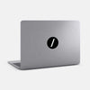 dark "slash" reusable macbook sticker tabtag on a laptop