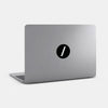 dark "slash" reusable macbook sticker tabtag on a laptop
