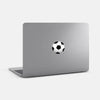 white "soccer ball" reusable macbook sticker tabtag on a mac