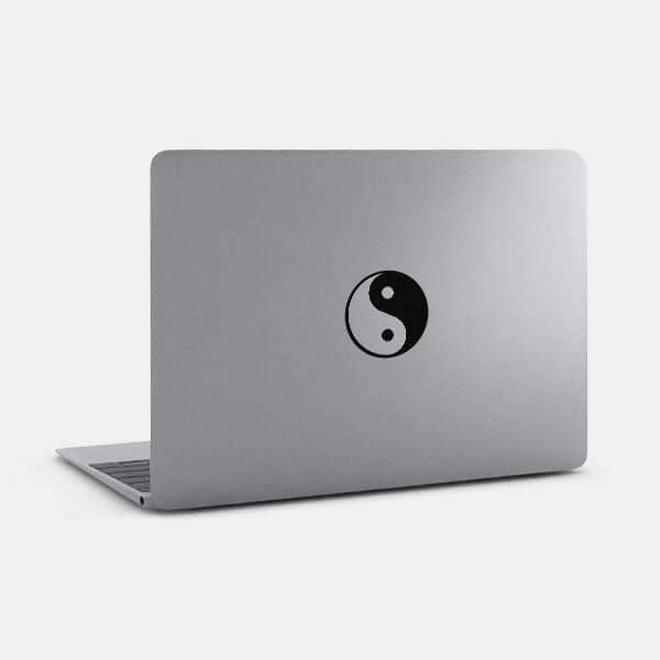 Spacegray Yin & Yang Reusable MacBook Sticker applied to a MacBook | TabTag