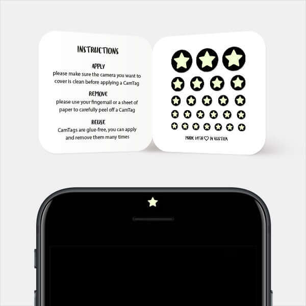 camera cover on smartphone selfie lens — luminescent day Star CamTag