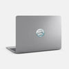 typographic "talk less / breathe more" reusable macbook sticker tabtag on a mac