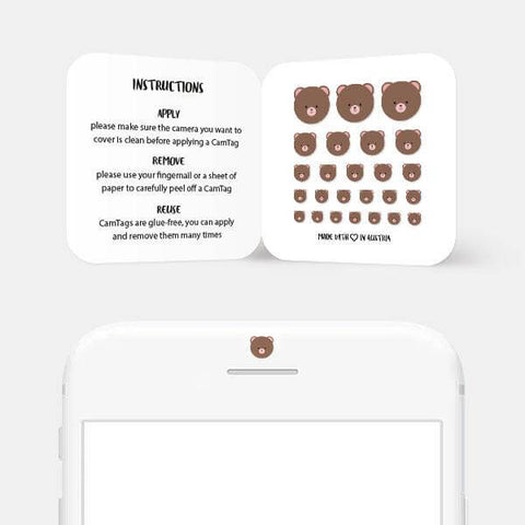 animals "teddy bear" reusable privacy sticker CamTag on phone
