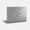 "volume" reusable macbook sticker tabtag on a laptop