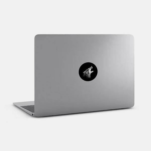 animals wolf reusable macbook sticker tabtag on a laptop