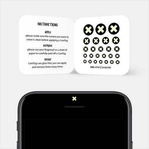 luminescent day "x" reusable privacy sticker CamTag on phone