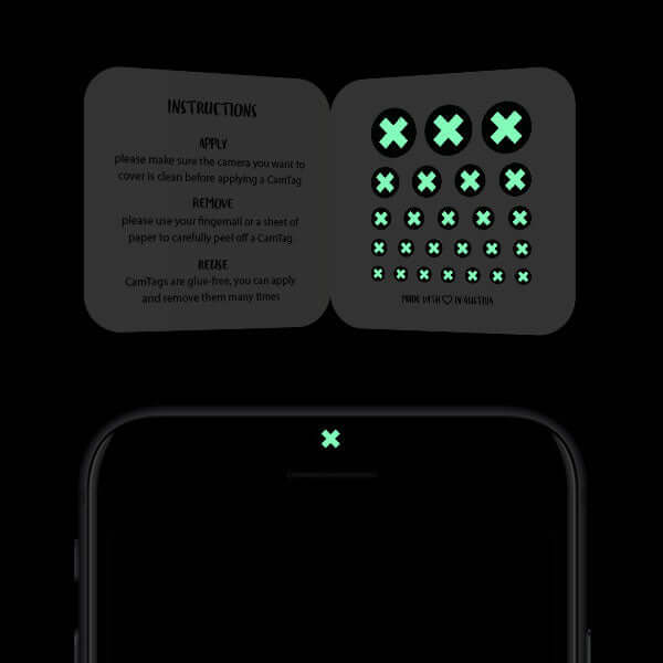 camera blocker covering smartphone selfie lens — luminescent night X CamTag