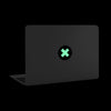 luminescent night "x" reusable macbook sticker tabtag on a laptop
