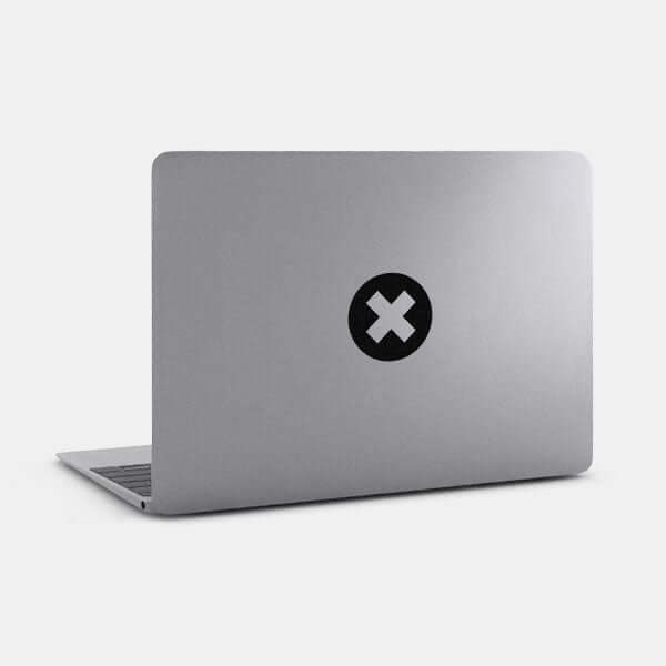 spacegray x reusable macbook sticker tabtag on a laptop