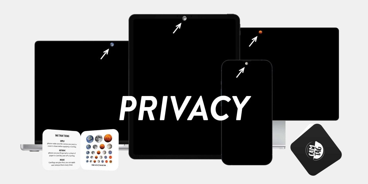 adhesive-free, reusable privacy stickers that cover the cameras on phones, tablets, notebooks and desktop computers